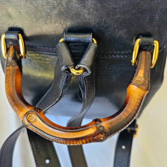 EUC Gucci Bamboo Backpack Leather Mini Black - Picture 5 of 13